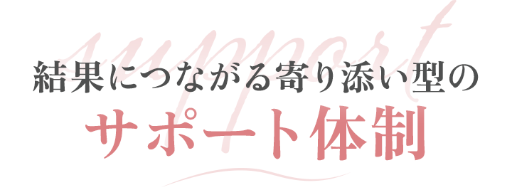結果につながる寄り添い型のサポート体制